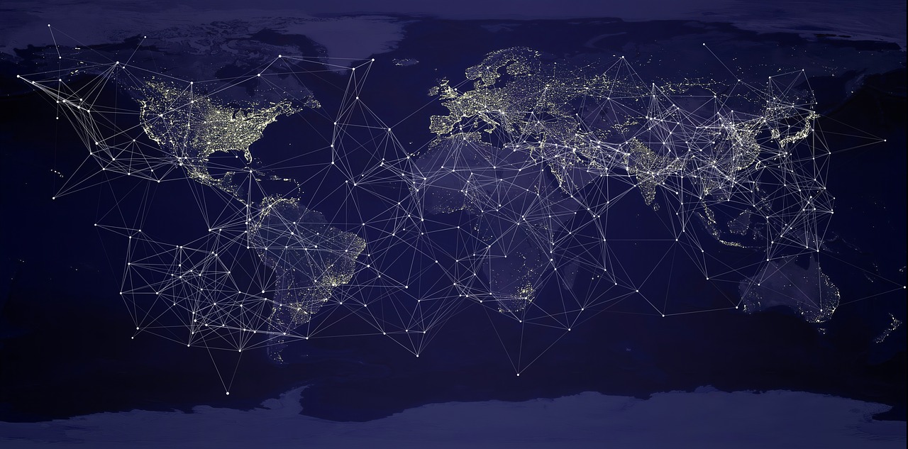 image depiction of a networks communicating around the globe.